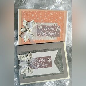 Elegant Christmas Greeting Cards Set - Gray and Tan